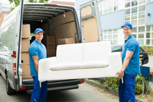 Professional moving team at work