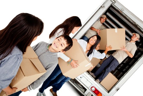 Removal van outside a terraced Cardiff house during a move